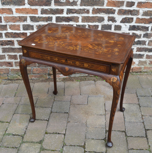 18th Cent dressing table with 2 candle slides & inlay with Dutch style marquetry musical