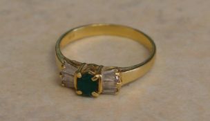 18ct gold emerald & diamond ring