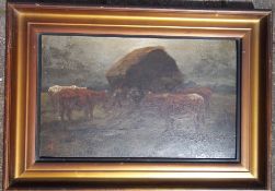 Oil on board by Sydney Goodwin 'Round the haystack'