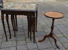 Nest of tables with glass top & Geo style wine table