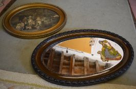 Vict oval print & an oval mirror