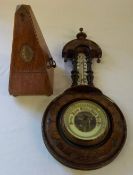 Early 20th cent barometer & a Maelzel metronome