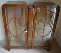 1930's double display cabinet with Chinoiserie decorations