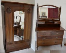 Edw mirror fronted wardrobe & dressing table/chest of drawers