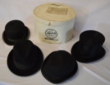 Top hat by Christy's London with box & 3 bowler hats