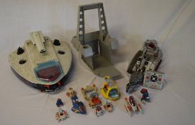 Toy spaceship, remote controlled 'Tandy' & small spacecraft toys