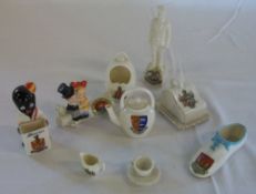Various crested ware inc soldier & black child with matches