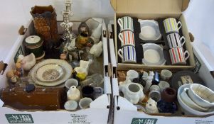 2 boxes of ceramics etc inc Staffordshire, Carlton ware & Goebel