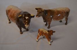 Beswick Shorthorn bull, cow & calf