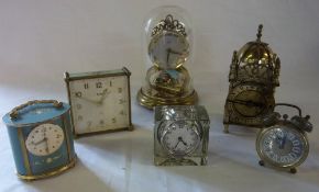 6 assorted clocks inc Swiza 8 day 7 jewels & Swiza 4 jewels