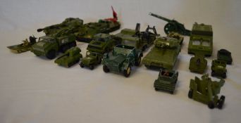 Dinky die cast military vehicles inc tanks, guns etc