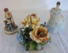 2 Capodimonte figures & Wedgwood figurine "Blanche"