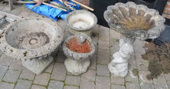 Various garden bird baths