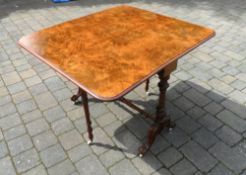 Vict burr walnut veneered Sutherland table