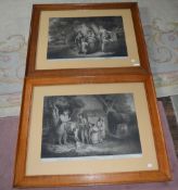 Pr of 19th cent framed prints 'The Peasant's Integrity' & ' The Plundering Vagrants' by W.R. Bigg,