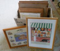 Six various framed nursery pictures