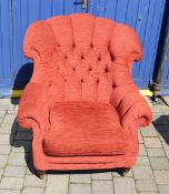 Chenille upholstered armchair