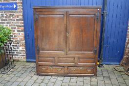 18th Cent, poss. Welsh, oak jointed press cupboard