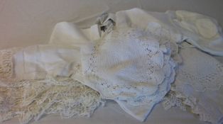 Linen & crochet tea cloths, crochet table mats, linen & lace tray cloths