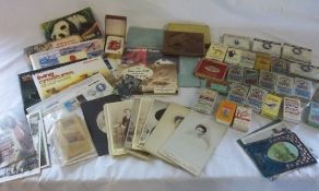 Cigarette cards, old cigarette boxes, old photographs etc