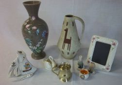 Early 20th century Glass vase with enamel decoration, Studio Pottery Vase, crested china etc