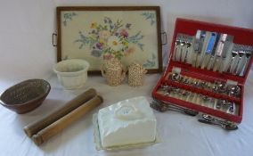 Carlton ware cheese dish, tray, cutlery & other ceramics