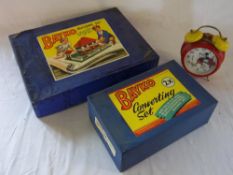 Bayko Building set and Converting set in original boxes & Bradley Mickey Mouse Alarm clock