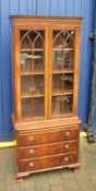 Repro Geo chest of drawers with brushing slide & display cabinet over