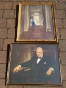 Two prints - Churchill & The Hall, June Morning by Leonard Campbell Taylor