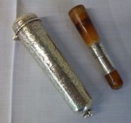 Silver mounted cheroot holder & case Sheffield poss. 1898 1 oz