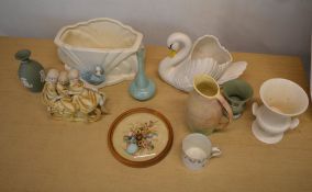 Sylvac swan, Falcon budgie vase, Wedgwood etc