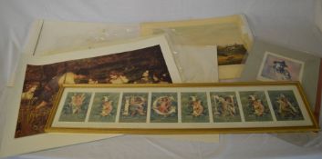 Unframed pictures inc Nymphs etc