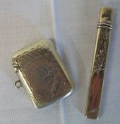 Silver vesta case Birm 1903 & toothpick case Chester 1904 total weight 1oz