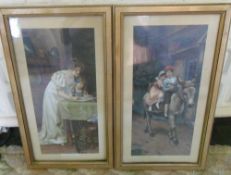 Pair of Edw framed colour prints 'The Writing Lesson' & 'A Morning Ride'