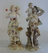 Pr of Volkstedt parent and child figures approx 18cm high