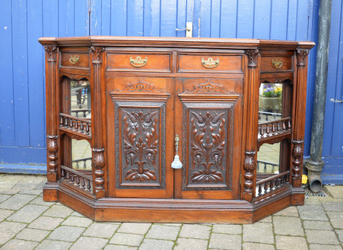 Late Vic chiffonier base with mirror backed shelves