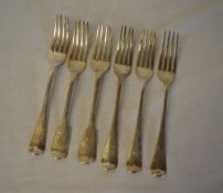 6 silver forks, total weight 12.4oz, London 1806, 1836 & 1827