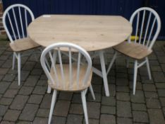 Ercol table & 3 chairs - painted & pt stripped