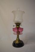Coloured glass paraffin lamp