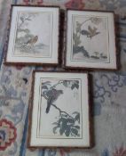 3 Chinese pictures with bamboo style frames