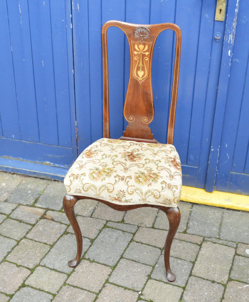 Edw salon chair with art nouveau inlay