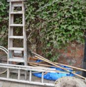 2 pairs of ladders & assorted garden tools