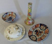 Imari dish & bowl, Noritake specimen vase & an Edw muffin dish