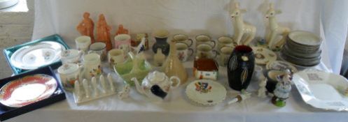 Selection of ceramics inc commemorative wares, Carlton ware, Doulton, plates etc (2 boxes)