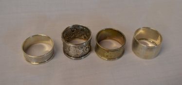 3 silver napkin rings & one other, total weight 2.3oz, Birm 1903, 1940 & 1938