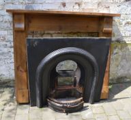 Pine fire surround with cast iron inset