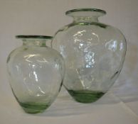 2 lg glass vases