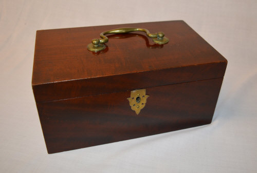 Mah box with brass swan neck handle