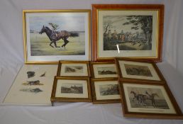 Framed prints inc hunting scenes etc