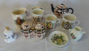 Various ceramics inc commemorative ware, Wade Heath etc